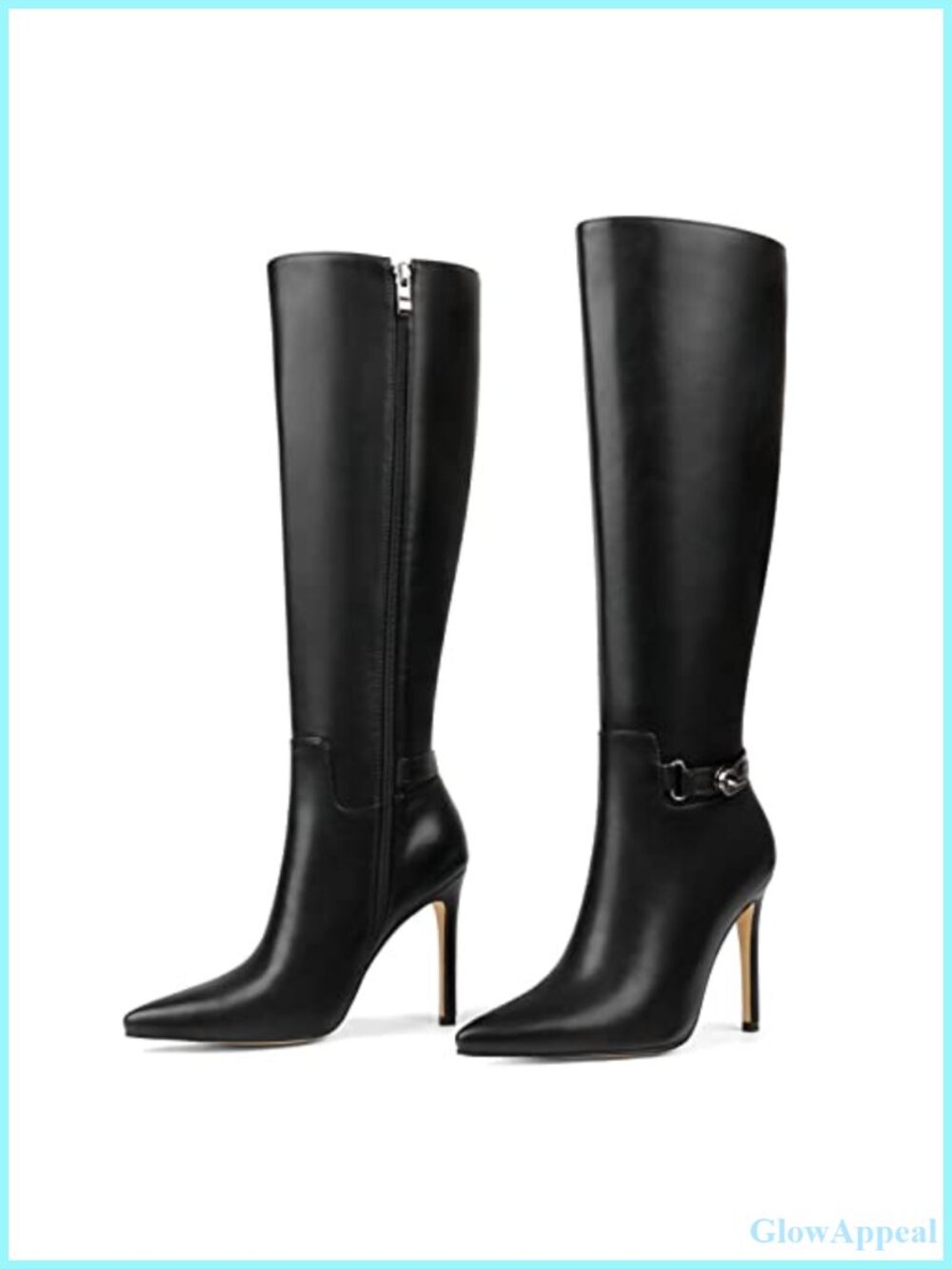 Women's Knee High Boots Pointed Toe Stiletto Buckle Slouch Faux Leather Tall
